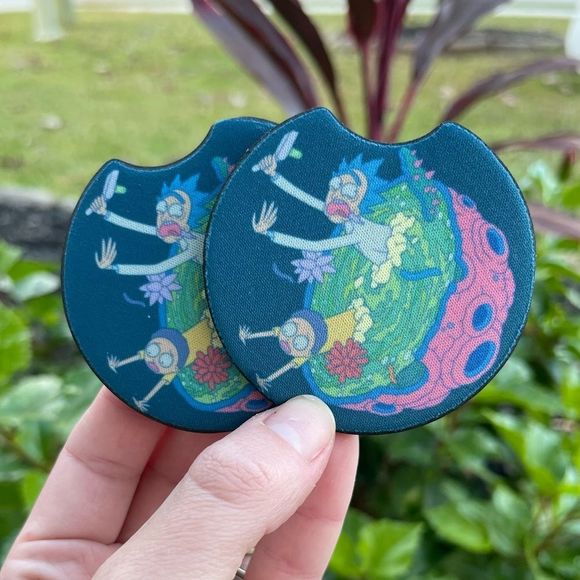 Rick & Morty Car Coaster Set | Car Accessories - Picture 1 of 13